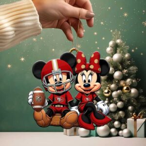 Mickey and Minnie Mouse San Francisco 49ers Christmas Ornament