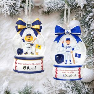Milwaukee Brewers and Los Angeles Dodgers Personalized Christmas Ornaments