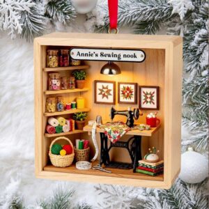 Miniature Sewing Machine Diorama Ornament