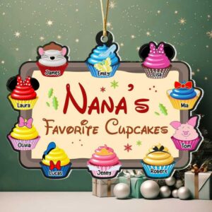 Nana's Favorite Cupcakes, Gift For Grandma, Personalized Acrylic Ornament, Cupcake Kids Ornament, Christmas Gift