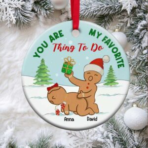 Naughty Dirty Gingerbread Couple Favorite Thing To Do, Personalized Ceramic Ornament, Christmas Tree Decor Naughty Dirty Gingerbread Couple Favorite Thing To Do, Personalized Ceramic Ornament, Christmas Tree Decor