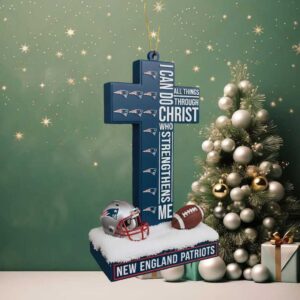 New England Patriots Faith & Football Cross Ornament