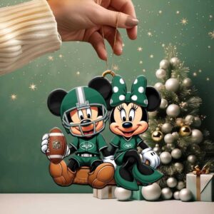 New York Jets Mickey & Minnie Mouse Christmas Ornament
