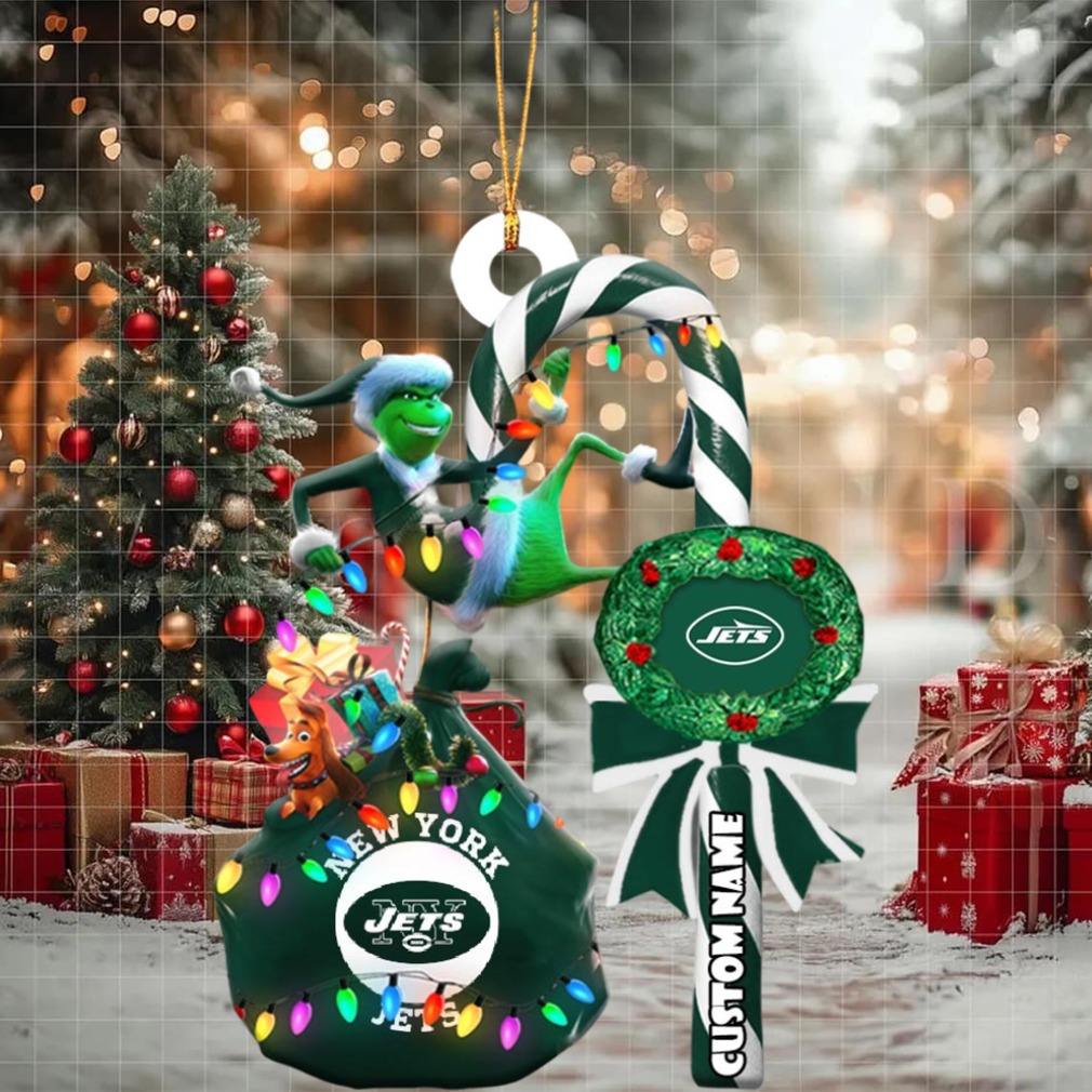 New York Jets NFL Custom Grinch Candy Cane Name Ornament 2025 Xmas Tree Gift New York Jets NFL Custom Grinch Candy Cane Name Ornament 2025 Xmas Tree Gift