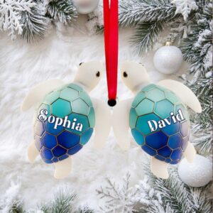 Ocean Turtle Ornament Personalized Couple Gifts for Lovebirds