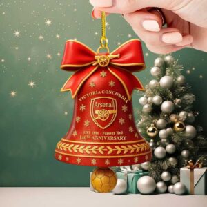 Official Arsenal FC Victoria Concordia 140th Anniversary Christmas Bell Ornament
