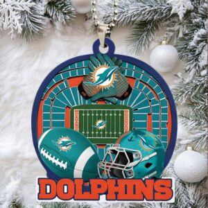 Officially Licensed Miami Dolphins Christmas Tree Ornament