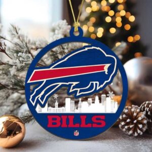 Officially Licensed NFL Buffalo Bills Wooden Tile Ornament