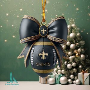Officially Licensed New Orleans Saints Football Christmas Ornament with Bow
