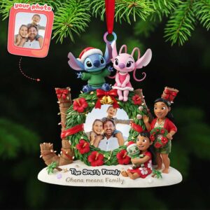 Ohana means Family Custom Photo Family Christmas Acrylic Ornament Personalized Gift for Family and Friends
