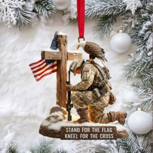 Patriotic Stand for the Flag, Kneel for the Cross Ornament