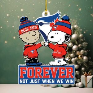 Peanuts Charlie Brown and Snoopy Toronto Blue Jays Forever Fan Acrylic Ornament