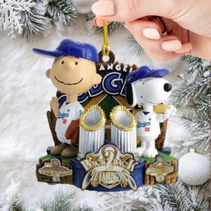 Peanuts x Los Angeles Dodgers Custom Shape 2 sided Acrylic Ornament.jfif