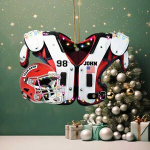 Personalized American Football Shoulder Pads and Helmet Ornament