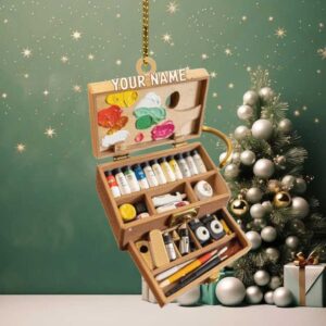 Personalized Artist Paint Set Ornament with Name, Custom Acrylic Christmas Gift for Painter, Art Teacher or Creative Hobbyist