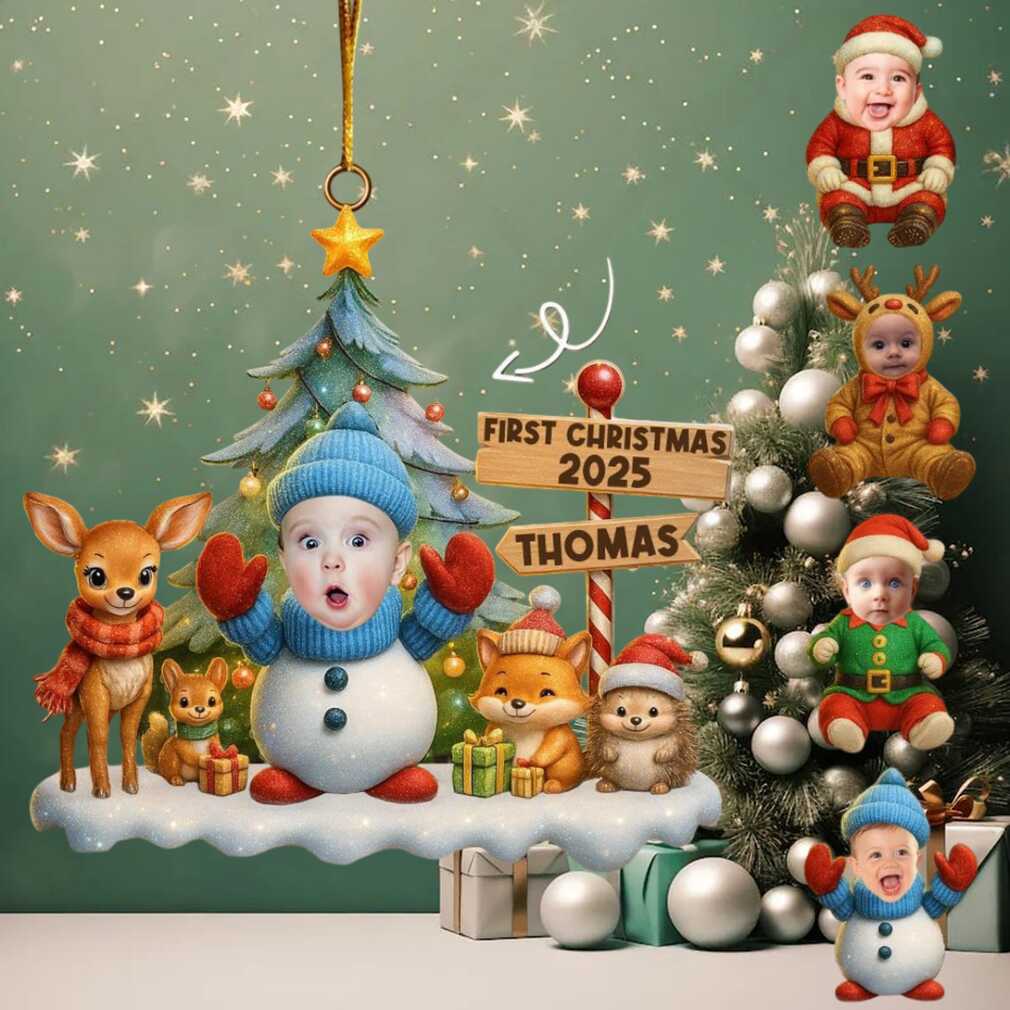 Personalized Baby’s First Christmas 2025 Ornament Thomas Snowman Keepsake Personalized Baby’s First Christmas 2025 Ornament Thomas Snowman Keepsake