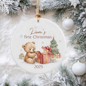 Personalized Baby’s First Christmas Ornament 2025, Custom Name Teddy Bear Ornament, Newborn Keepsake, Baby Christmas Gift Personalized Baby’s First Christmas Ornament 2025, Custom Name Teddy Bear Ornament, Newborn Keepsake, Baby Christmas Gift