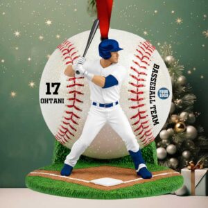 Personalized Baseball Player Christmas Ornament
