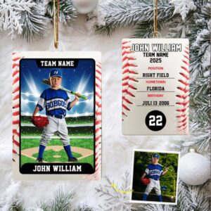 Personalized Baseball Player Photo Ornament