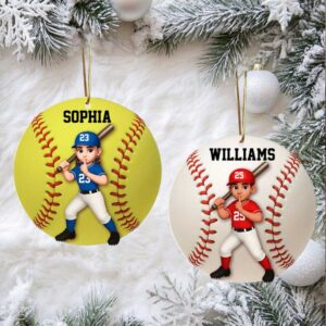 Personalized BaseballSoftball Player Ornament