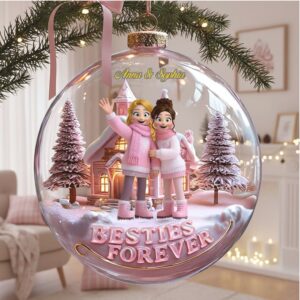 Personalized Besties Forever Christmas Ornament