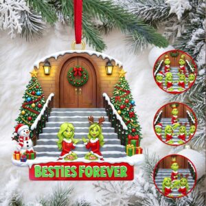 Personalized Besties Forever Green Monster Christmas Ornament