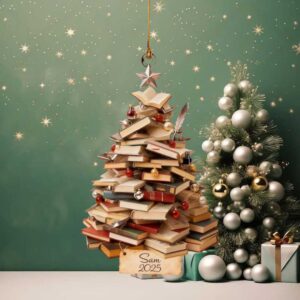 Personalized Book Tree Ornament – Custom Name & Year – Christmas Gift for Book Lovers, Readers, Librarians, Teachers, Writers, Bibliophiles
