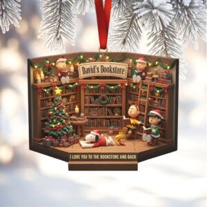 Personalized Bookstore Scene Ornament
