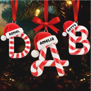 Personalized Candy Cane Alphabet Christmas Ornament