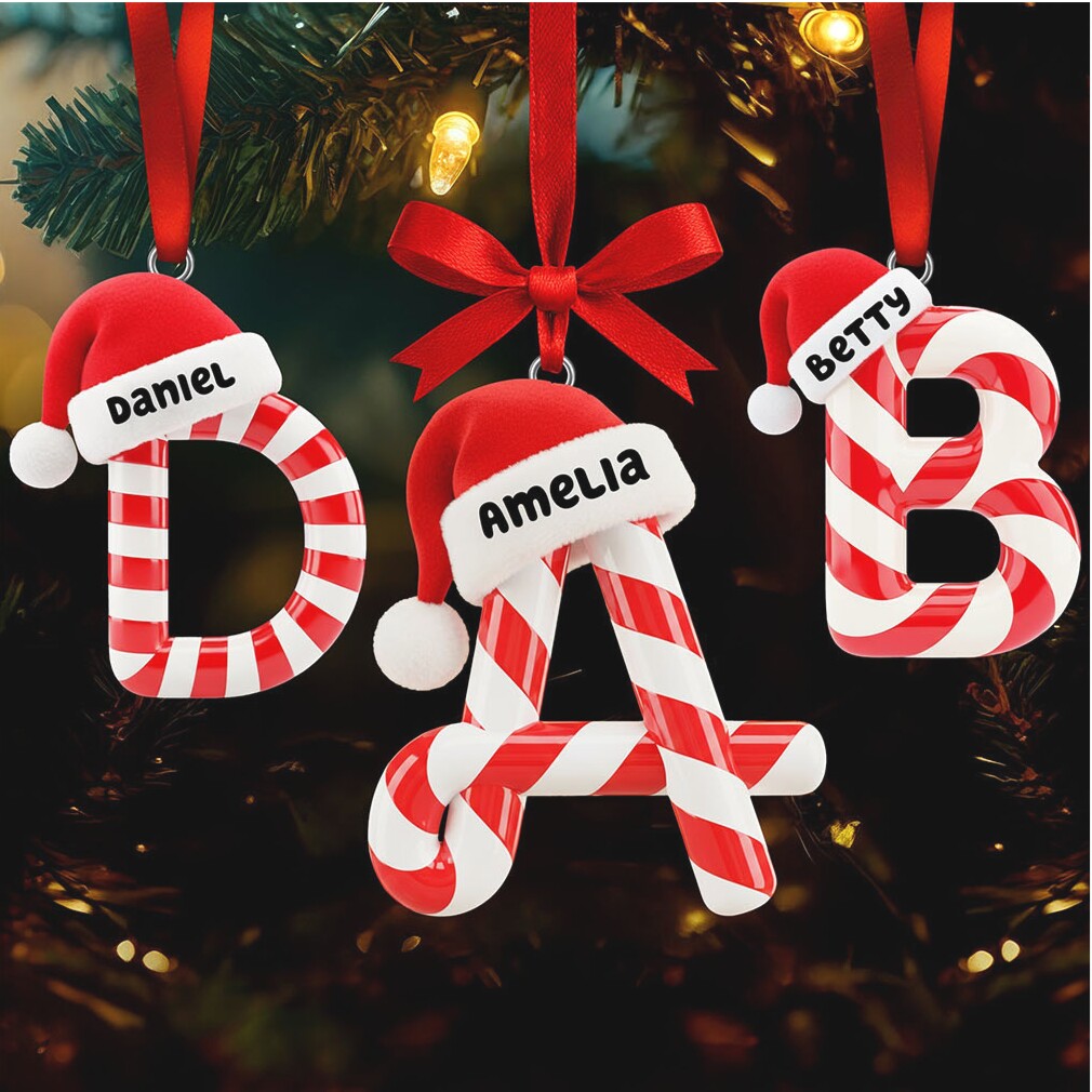 Personalized Candy Cane Alphabet Christmas Ornament Personalized Candy Cane Alphabet Christmas Ornament