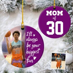 Personalized Dad Mom Son Basketball Ceramic Christmas Ornament, We'll Always Be Your Biggest Fan