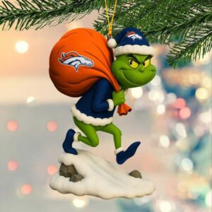 Personalized Denver Football Team Broncos Grinch Christmas Ornament