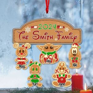 Personalized Disney Gingerbread Family Christmas Ornament