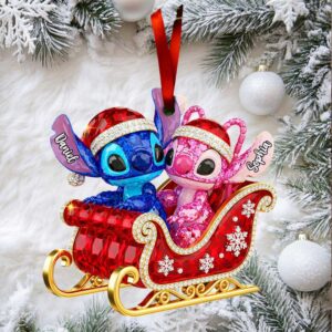 Personalized Disney Stitch & Angel Christmas Ornament