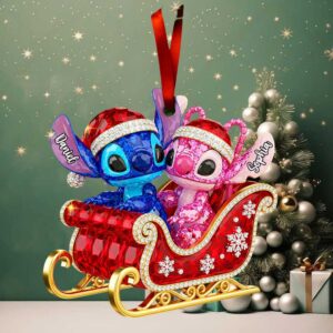 Personalized Disney Stitch & Angel Christmas Ornament