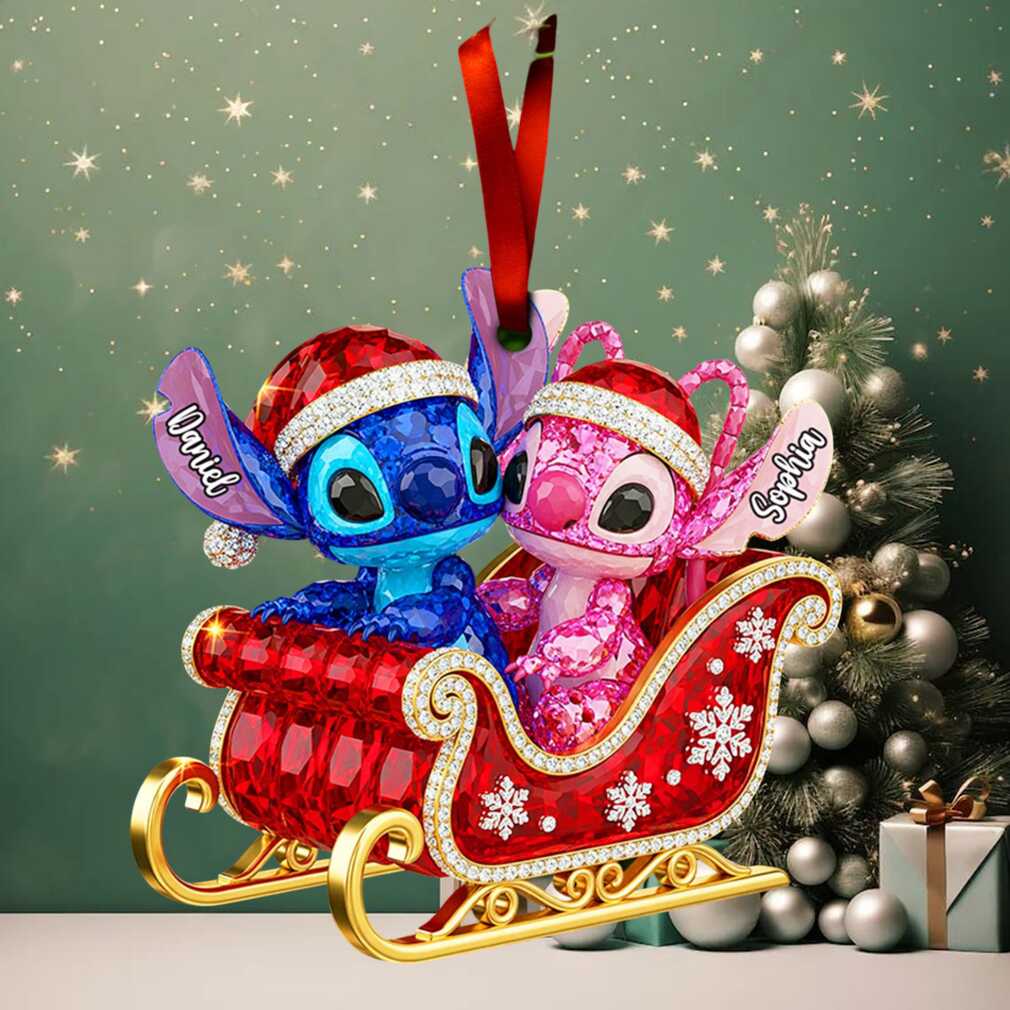Personalized Disney Stitch & Angel Christmas Ornament Personalized Disney Stitch & Angel Christmas Ornament