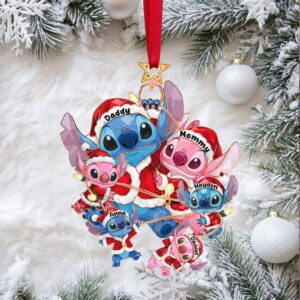 Personalized Disney Stitch Family Christmas Ornament
