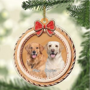 Personalized Dog Photo Acrylic Ornament Custom Name Dog Cat Pet Photo Christmas Ornament