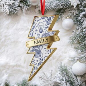 Personalized Electrician Ornament 2025, Custom Lightning Bolt Acrylic Xmas Tree Gift, Christmas Decor for Electrical Worker with Name Personalized Electrician Ornament 2025, Custom Lightning Bolt Acrylic Xmas Tree Gift, Christmas Decor for Electrical Worker with Name