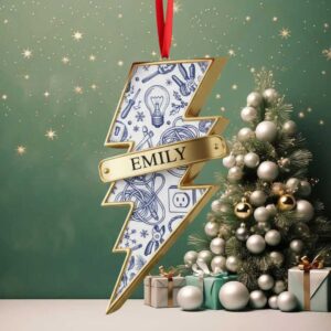 Personalized Electrician Ornament 2025, Custom Lightning Bolt Acrylic Xmas Tree Gift, Christmas Decor for Electrical Worker with Names