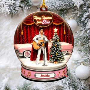 Personalized Elvis Presley Christmas Snow Globe Ornament