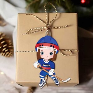Personalized Evelyn Ice Hockey Christmas Ornament Personalized Evelyn Ice Hockey Christmas Ornament
