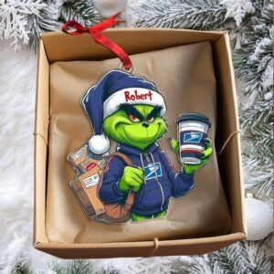 Personalized Family of Three Grinch Christmas Ornament, Custom Name & Year
