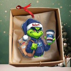 Personalized Family of Three Grinch Christmas Ornament, Custom Name & Year