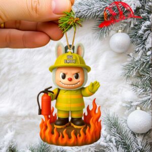 Personalized Firefighter Labubu Christmas Ornament