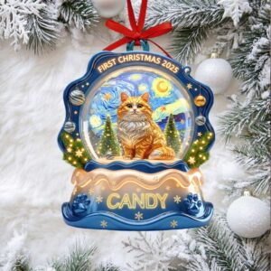 Personalized First Christmas 2025 Cat Ornament
