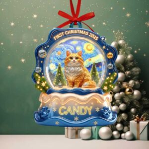 Personalized First Christmas 2025 Cat Ornament