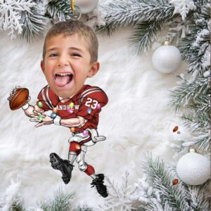 Personalized Football Ornament, Custom Name & Number Christmas Decoration
