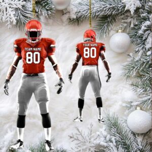 Personalized Football Player Christmas Ornament Custom Name & Number Gift