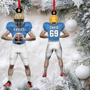 Personalized Football Player Ornament Custom David #69, Eagles Team Name